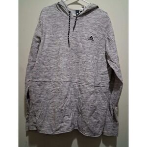 Adidas‎ Heathered Gray Hoodie Pullover Drawstring Pocket Athletic Mens XL